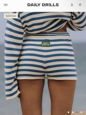 NWT Daily Drills Blue & White Striped Beach Knit Mini Shorts (Cabana & White)